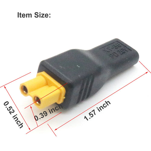 1pc USB Type C Female Input to XT30 Female Output Power Charging Adapter RC Lipo Battery Drone Aircraft Model Remote Control Toy