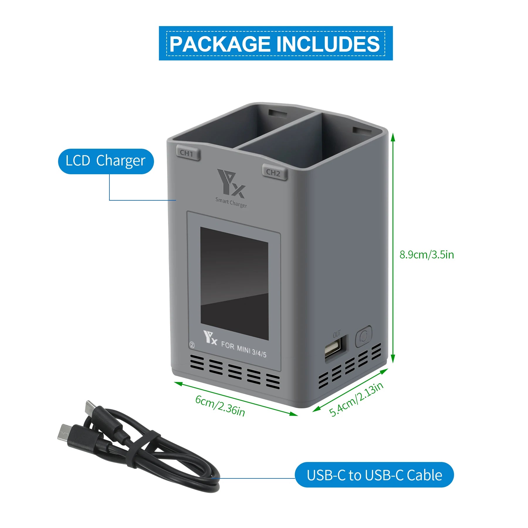 100W Intelligent Battery Charger for DJI Mini 5 Pro/Mini 4 Pro/Mini 3/3 Pro Drone Battery Charger Accessory for Mini 3/4/5