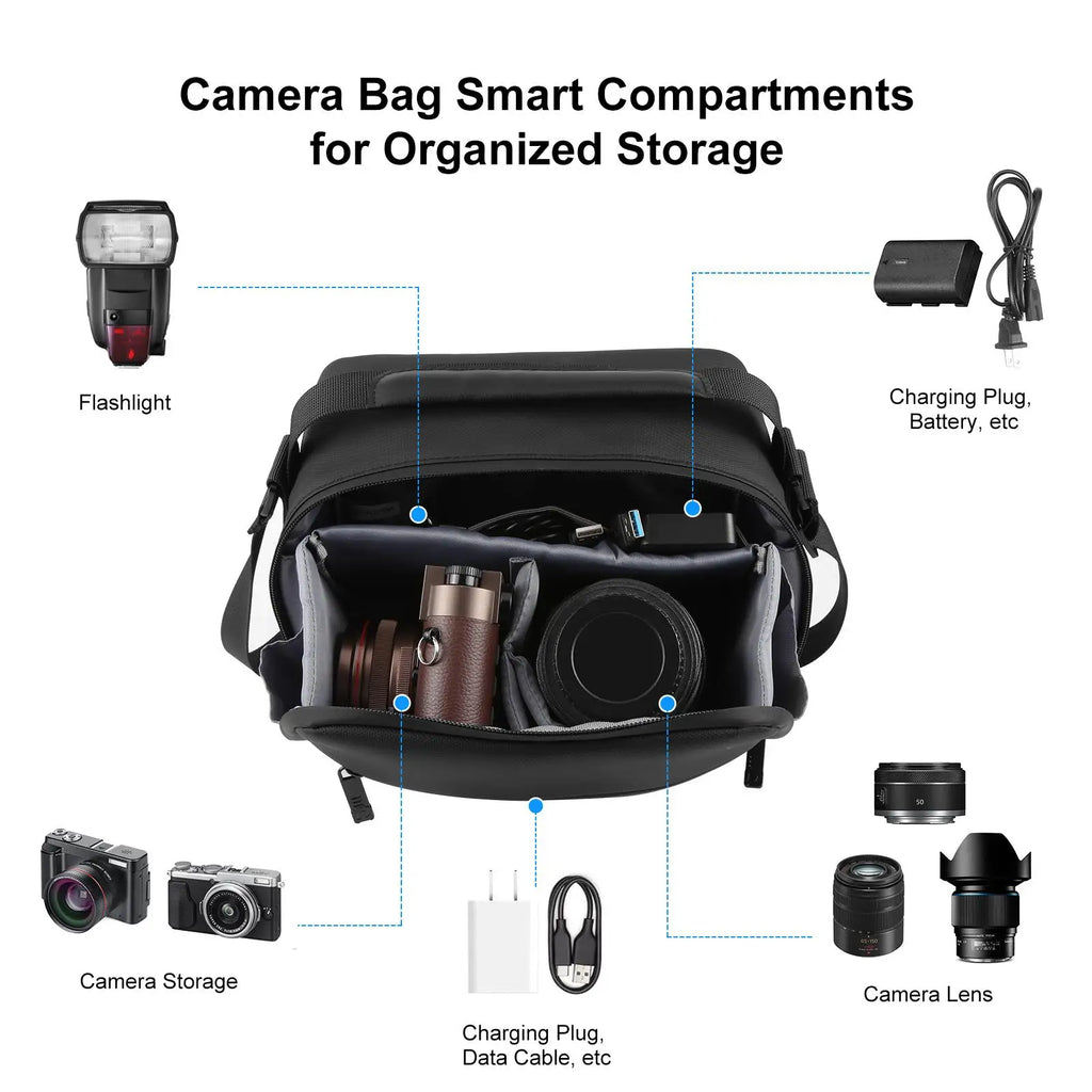 PULUZ Waterproof PU Fabric Drone Storage Bag Photography Camera Crossbody Shoulder Bag For DJI Mini Series / Osmo Pocket Series