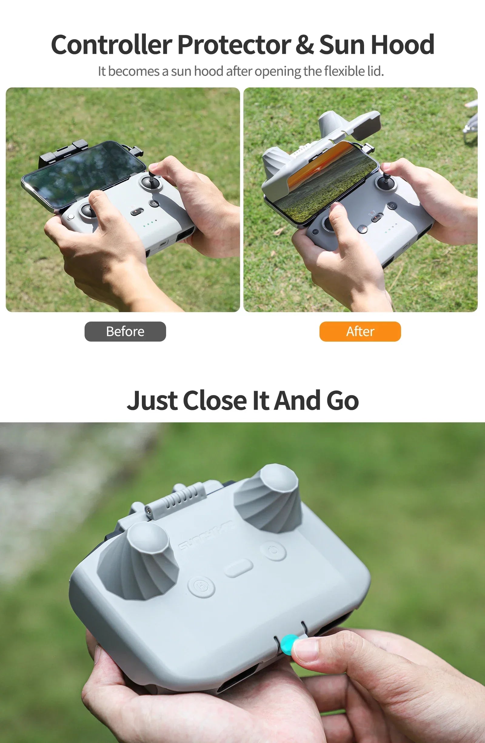 2 in 1 Controller Protector SunHood Control Sticks Guard Protective Cover for RC-N2/1/N3 for DJI NEO 2 Mini 3 4 Pro/ AIR 3 Drone