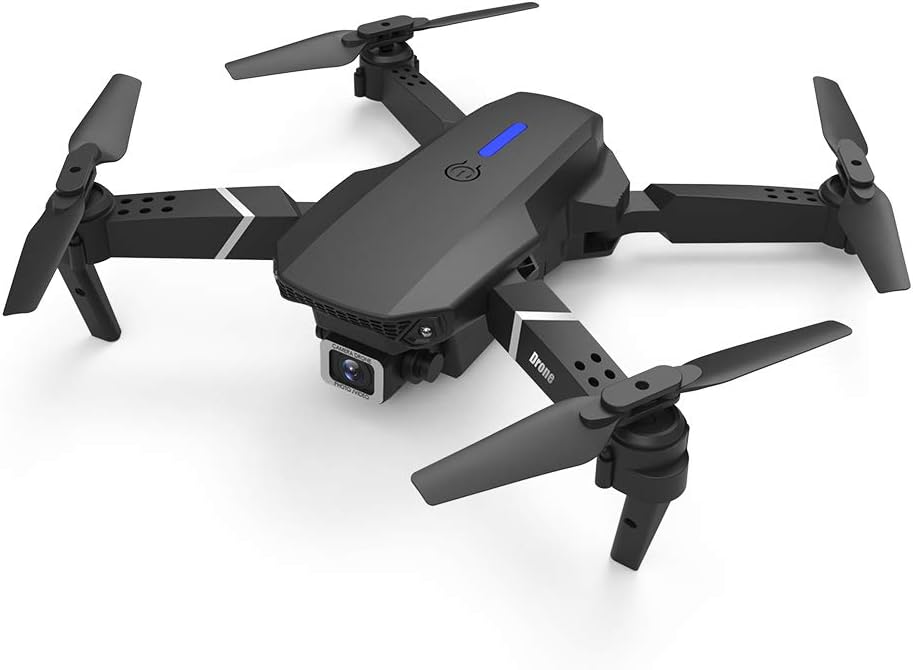 Foldable Mini Drone with 4K Double HD Camera Dual Lens 2.4G WiFi FPV RC Quadcopter (Black) Gesture Control with Carry Case, 3 Batteries
