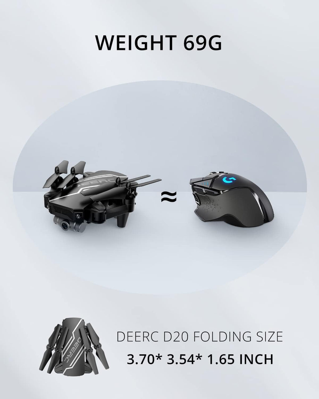 DEERC D20 Mini Drone with Camera for Kids, Remote Control Toys Gifts for Boys Girls with Voice Control, Gestures Selfie, Altitude Hold, Gravity Control, One Key Start, 3D Flips 2 Batteries, Blue