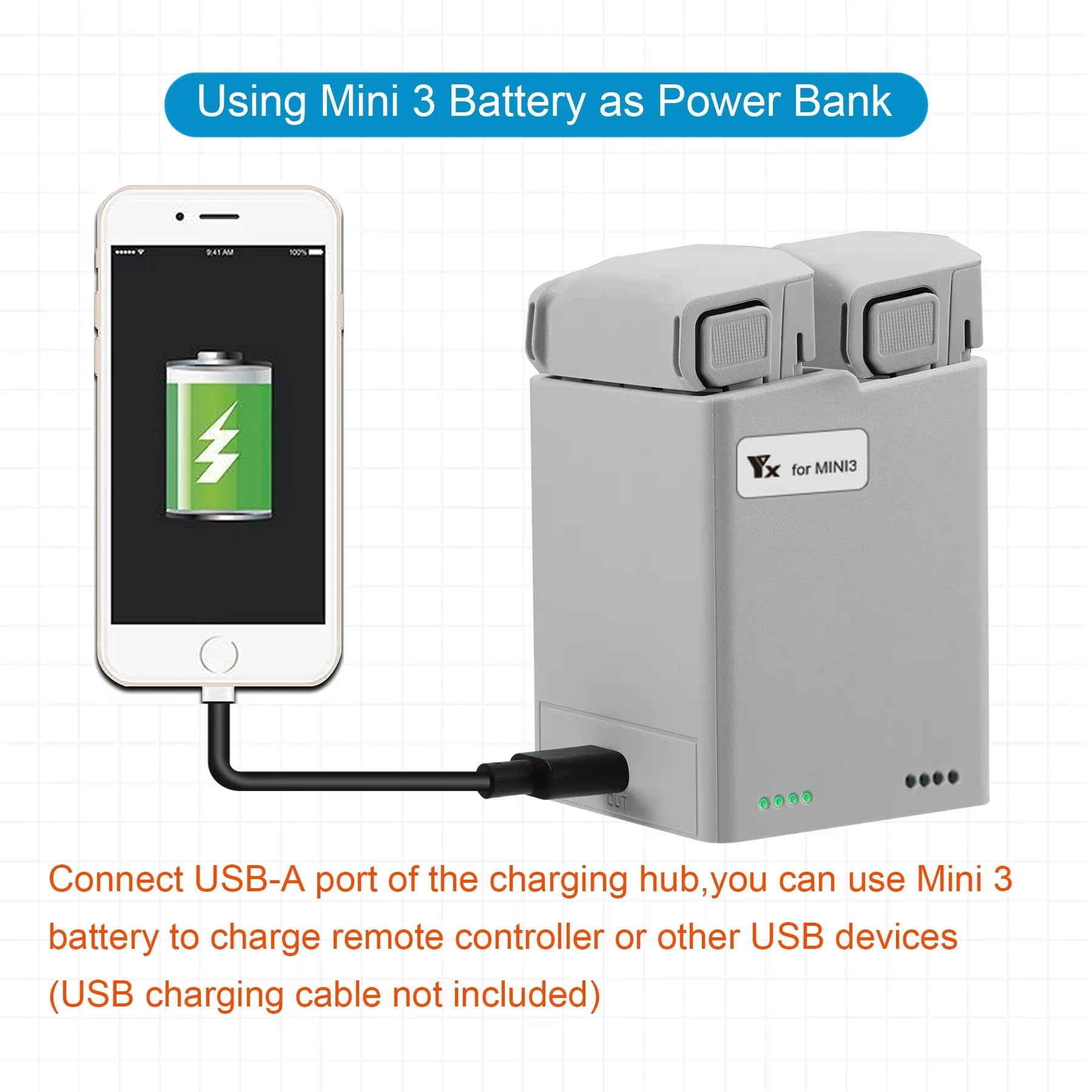 For DJI Mini 3Pro/4Pro Battery Two Way Charging Hub Drone Battery Charger for Mini 3/3Pro/4Pro Series Drone Accessories