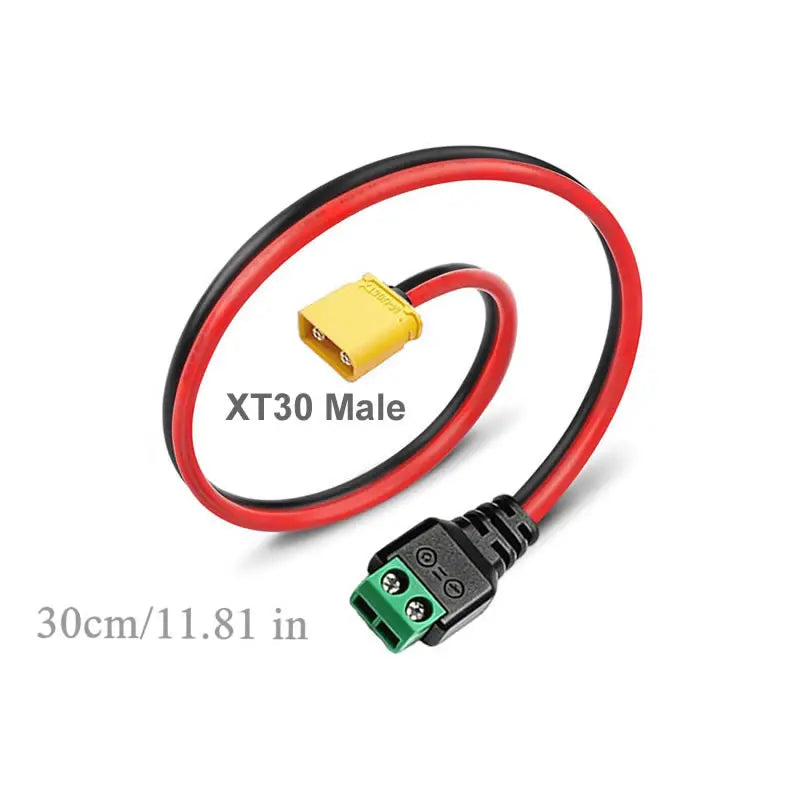 XT30 Male Female Connector Plug to Solderless 2 Pin Screw Terminal Adapter for FPV Drones RC Lipo Fixed Wing Battery Connections