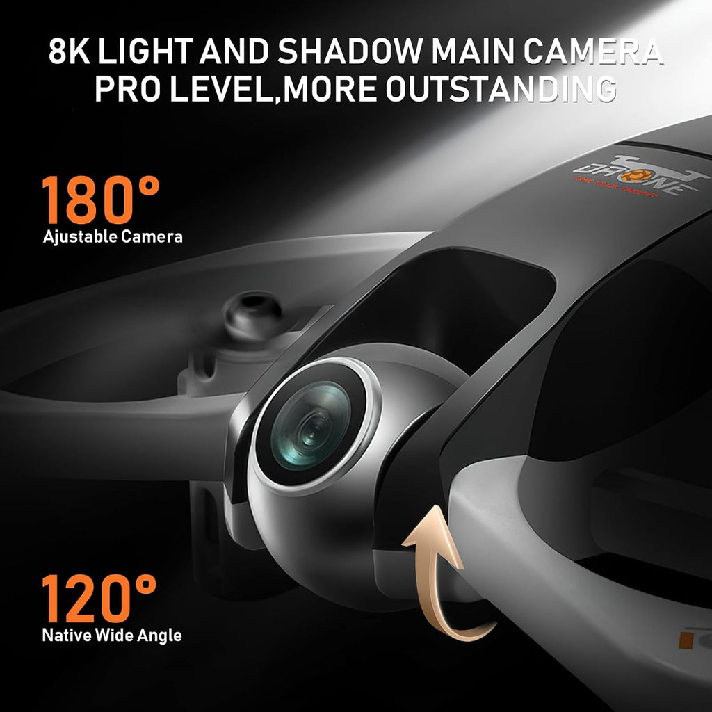 Poat Drone with Adjustable 4K Camera, RC Quadcopter with Headless Mode, 360° Flips, Gesture/Gravity Control, 3 Speed Modes, 2 Batteries, LED Lights, for Kids & Beginners