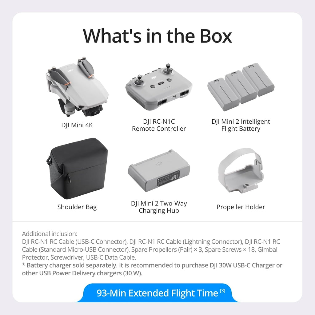 DJI Mini 4K, Drone with 4K UHD Camera for Adults, Under 249 g, 3-Axis Gimbal Stabilization, 10km Video Transmission, Auto Return, Wind Resistance, 1 Battery for 31-Min Max Flight Time, Intelligent