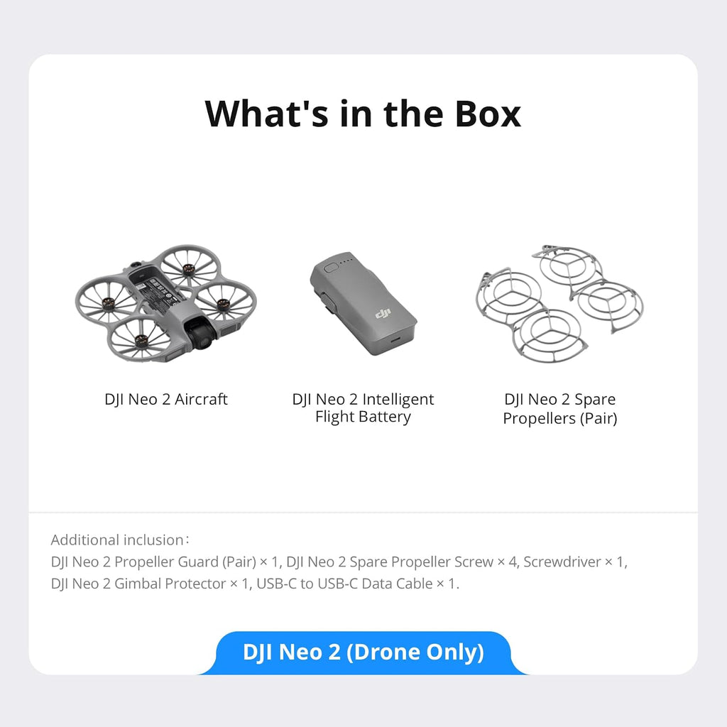 DJI Neo 2 (Drone Only), Lightweight & Foldable 4K Drone With Camera, Palm Takeoff & Landing, Gesture Control, ActiveTrack, Omnidirectional Obstacle Sensing