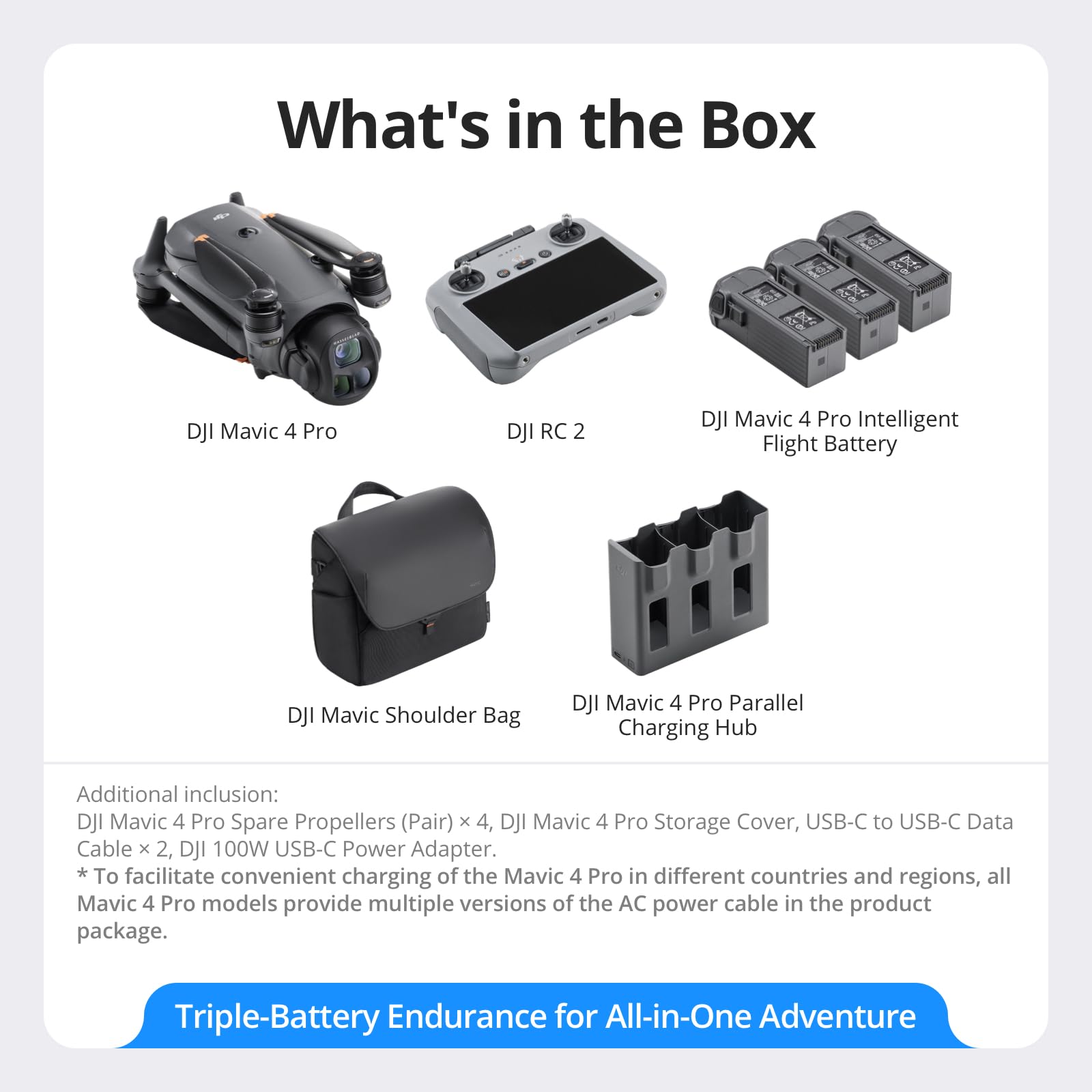 DJI Mavic 4 Pro Drone with DJI RC 2, Flagship Tri-Camera Drone with 100MP 4/3 CMOS Hasselblad Camera, for Professionals, 30km/18.6mi Video Transmission, 51-Min Max Flight Time
