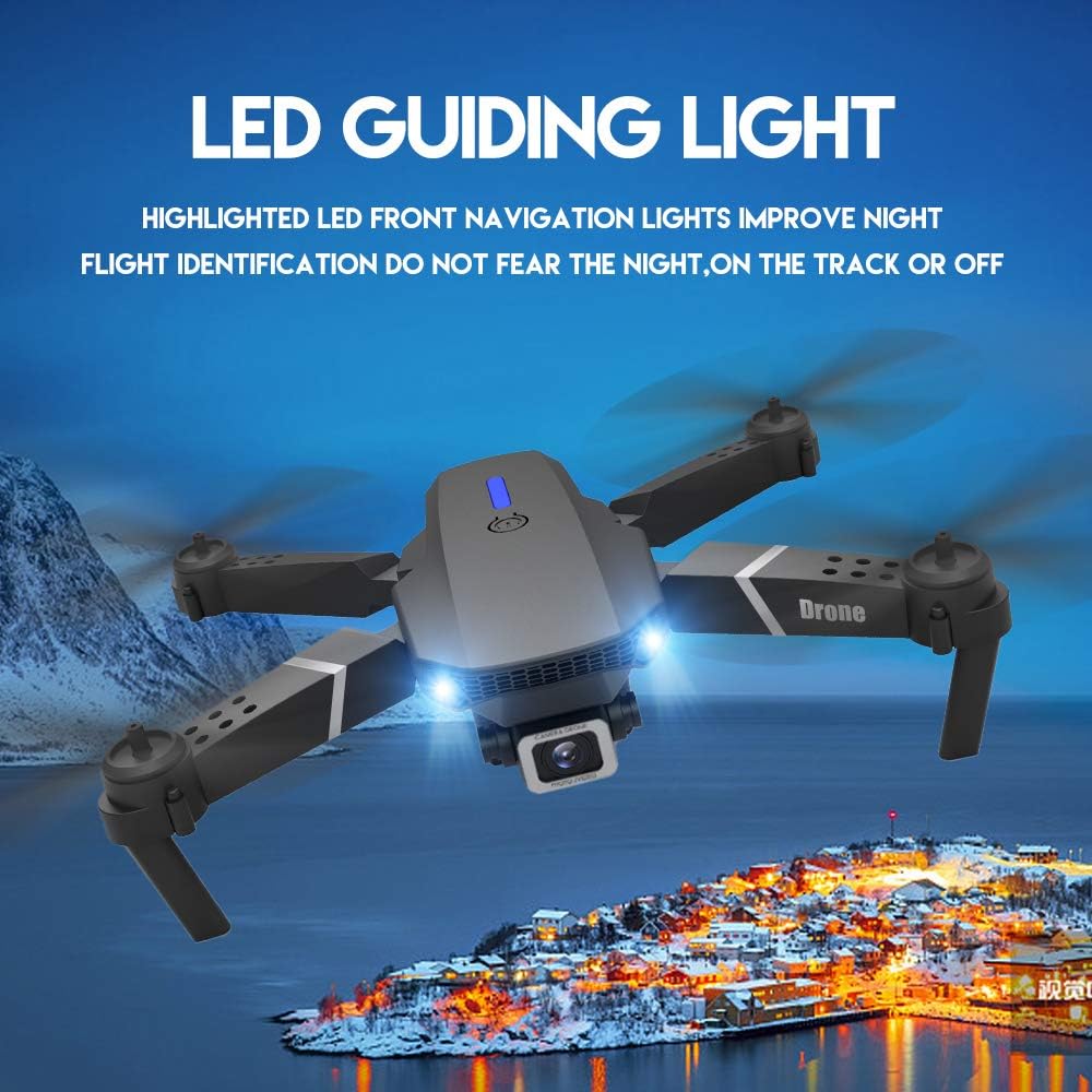 Foldable Mini Drone with 4K Double HD Camera Dual Lens 2.4G WiFi FPV RC Quadcopter (Black) Gesture Control with Carry Case, 3 Batteries