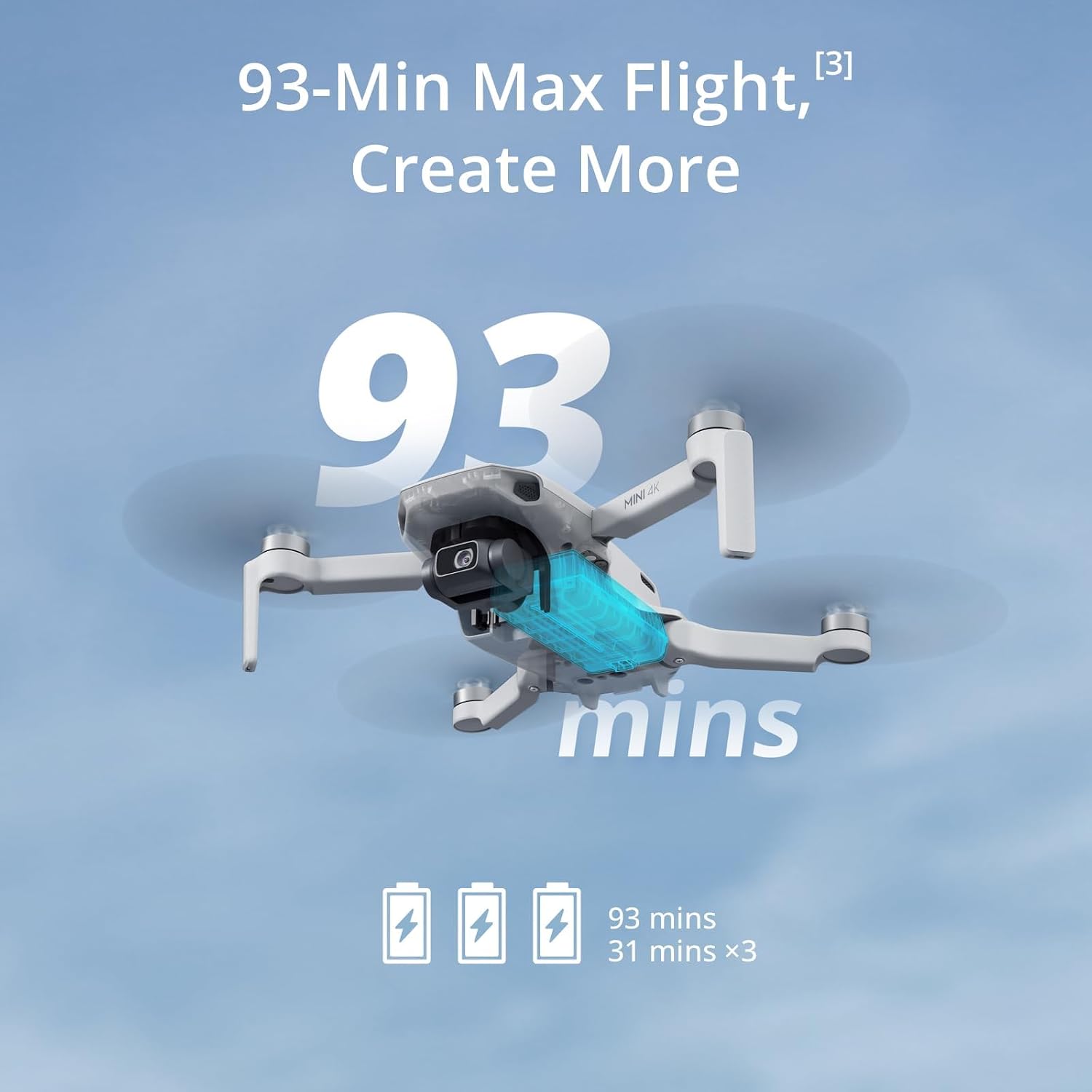 DJI Mini 4K, Drone with 4K UHD Camera for Adults, Under 249 g, 3-Axis Gimbal Stabilization, 10km Video Transmission, Auto Return, Wind Resistance, 1 Battery for 31-Min Max Flight Time, Intelligent