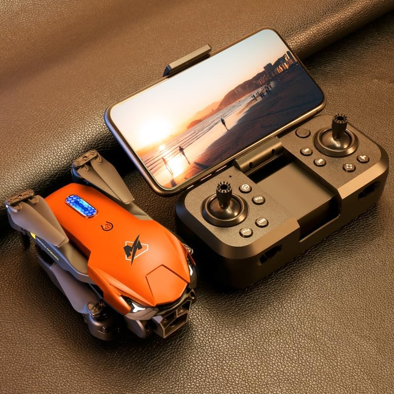 Obstacle avoidance Optical flow location WiFi FPV with 3 HD Camera Altitude Hold Mode Foldable RC Drone Quadcopter with Carry Case & 3 Batteries (Orange)