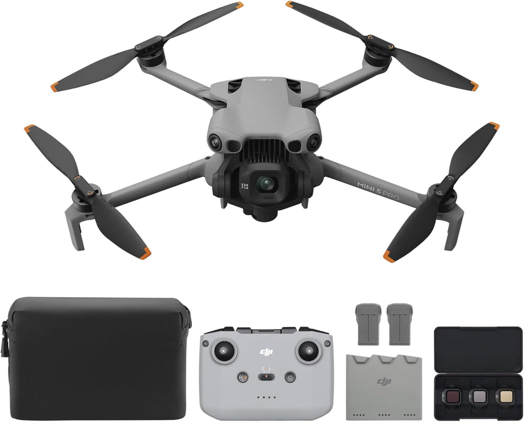 DJI Mini 5 Pro Fly More Combo with DJI RC 2, Drone with Camera, 1-Inch CMOS, 4K Drone for Beginners with Omnidirectional Obstacle Sensing, ActiveTrack 360°, 225° Gimbal Rotation, 3 Batteries