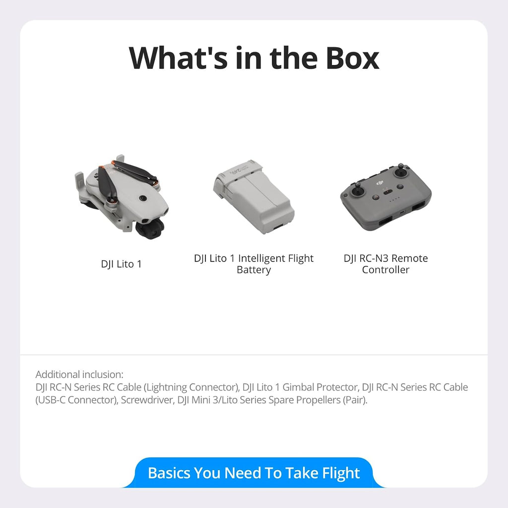 DJI Lito 1, Beginner-Friendly 4K Camera Drone, Obstacle Sensing, ActiveTrack, 4K Video & 8K Image, Suitable for Adults, Lightweight & Foldable, 15km Video Transmission
