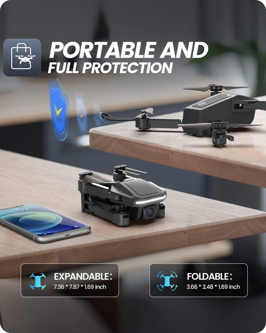 Holy Stone Drone for Kids with 1080P HD Camera, HS430 RC Mini Drones Quadcopter with WiFi FPV Live Video, Circle Fly, Throw to Go, Toys for Adults or Beginners, 2 Batteries 26 Mins, Easy to Fly, Black