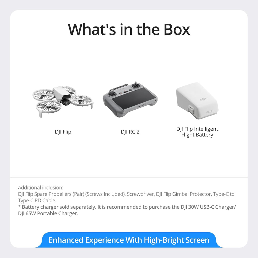 DJI Flip, Drone with 4K UHD Camera for Adults, Under 249 g, 3-Axis Gimbal Stabilization, 13km Video Transmission, Palm Takeoff, Auto Return, 1 Battery for 31-Min Flight Time, Intelligent Flight