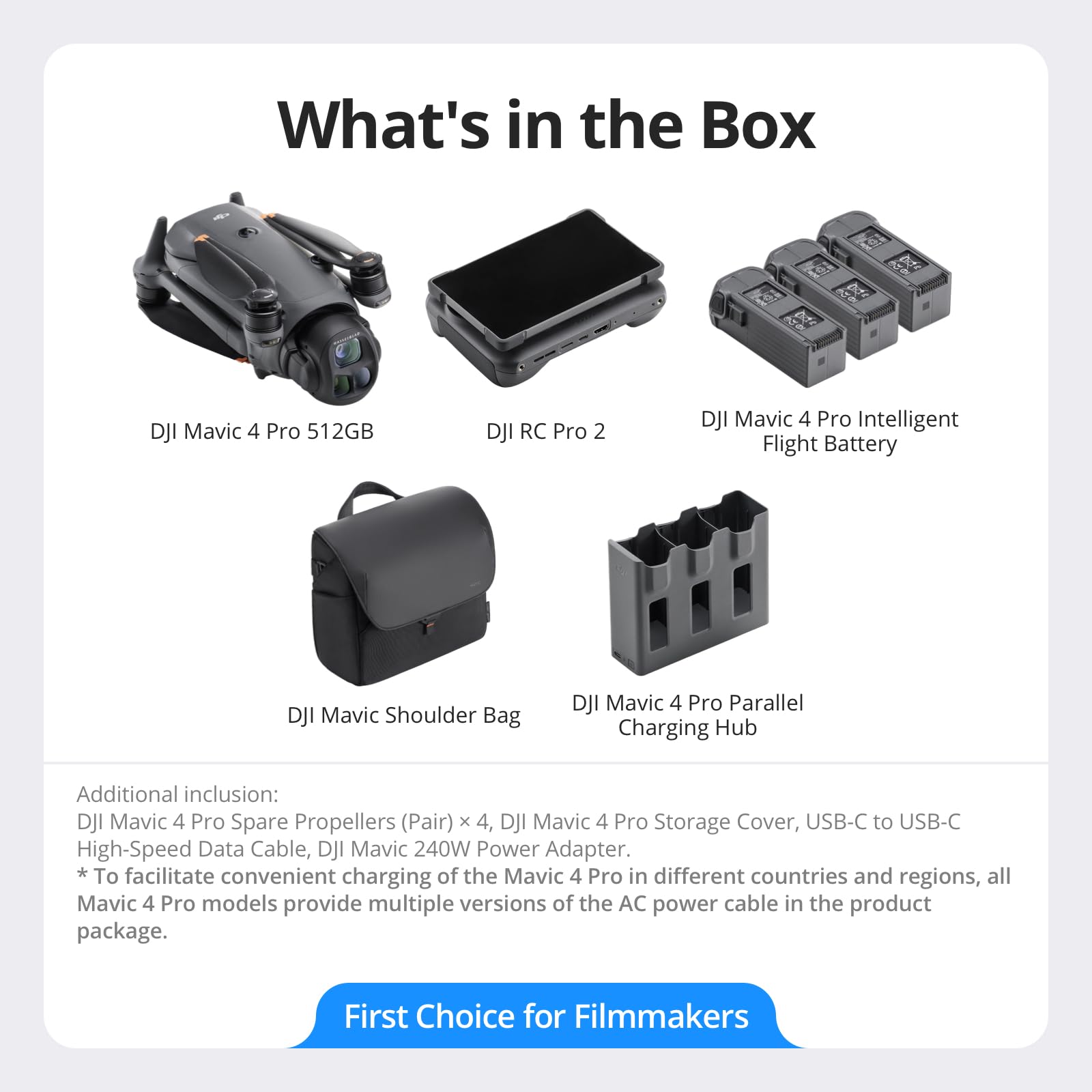 DJI Mavic 4 Pro Drone with DJI RC 2, Flagship Tri-Camera Drone with 100MP 4/3 CMOS Hasselblad Camera, for Professionals, 30km/18.6mi Video Transmission, 51-Min Max Flight Time