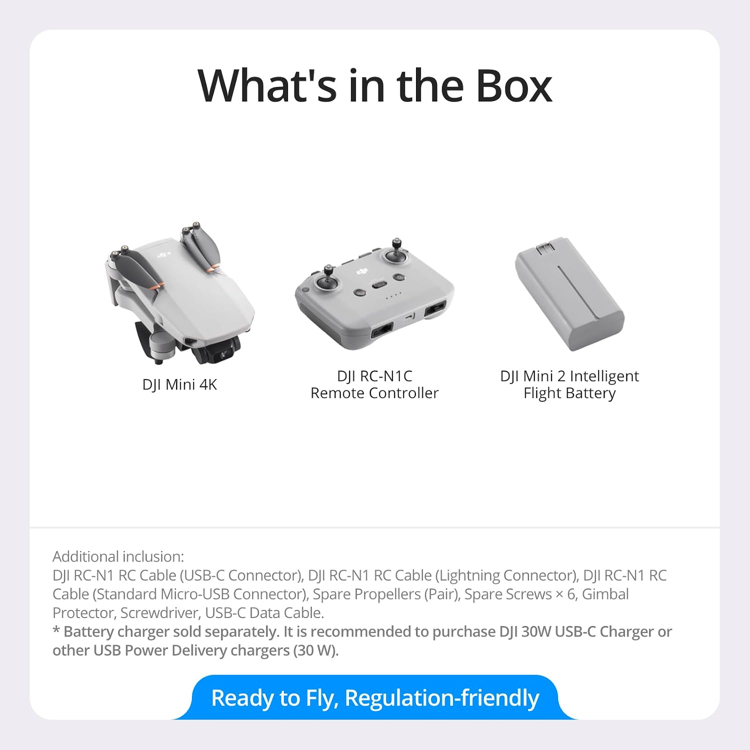 DJI Mini 4K, Drone with 4K UHD Camera for Adults, Under 249 g, 3-Axis Gimbal Stabilization, 10km Video Transmission, Auto Return, Wind Resistance, 1 Battery for 31-Min Max Flight Time, Intelligent