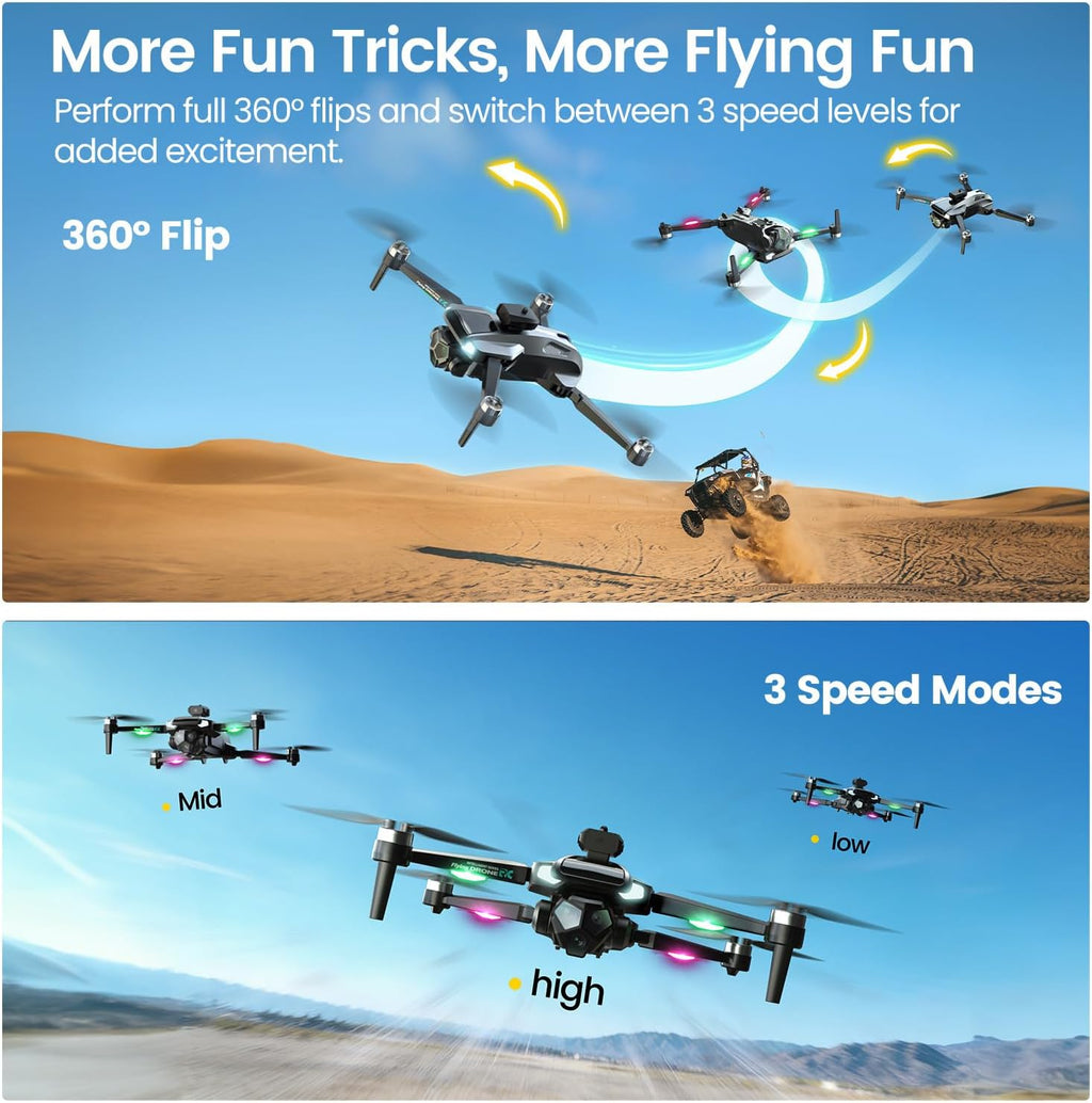 M66 Drone with Camera, 4.3″ Foldable HD Screen Controller, 1080P Camera Drone for Beginners with Obstacle Avoidance, Optical Flow, Brushless Motor, Up to 40-Min Flight Time, Easy to Fly