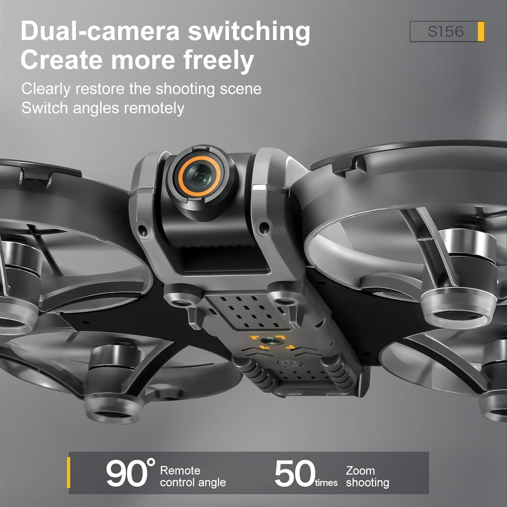 Drone with LCD Screen Remote, Brushless Motor Drone with Dual Cameras (Electric Angle Adjustment), Optical Flow Positioning, 6CH Gyro, WIFI FPV, True 12-15min Flight (1800mAh), 3 Speeds, Headless Mode, LED Lights, USB Rechargeable