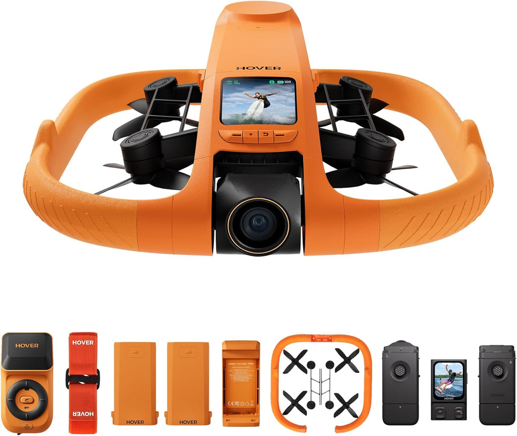 HOVERAir AQUA Flying Camera, IP67 Waterproof Follow Me Drone with Camera for Water Sports with 34mph, 10+ Flight Modes, 4K 100 fps Slow Motion, HDR Video, SmoothCapture 3.0 (Standard Combo)