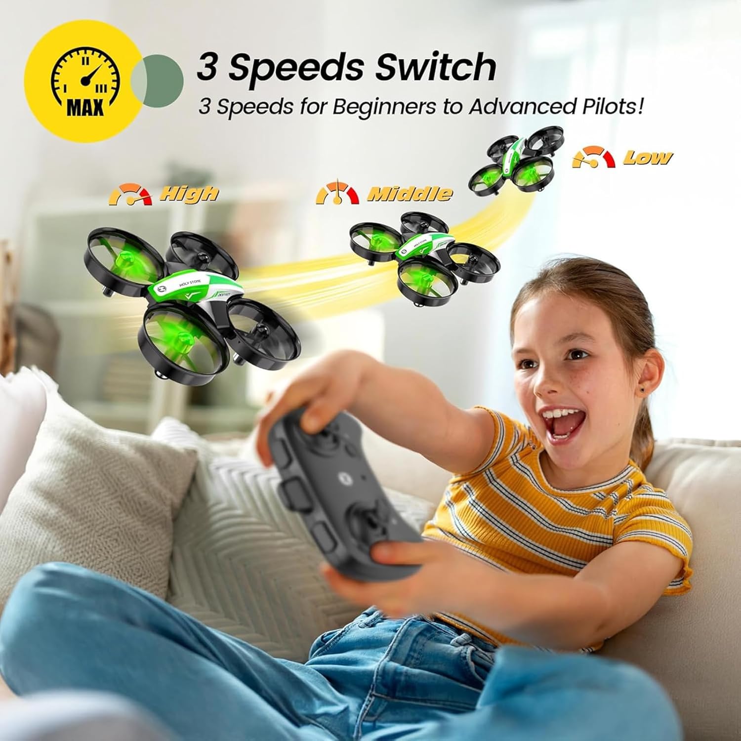 Holy Stone Mini Drone for Kids and Beginners RC Nano Quadcopter Indoor Small Helicopter Plane with Auto Hovering, 3D Flip, Headless Mode and 3 Batteries, Great Gift Toy for Boys and Girls, Blue