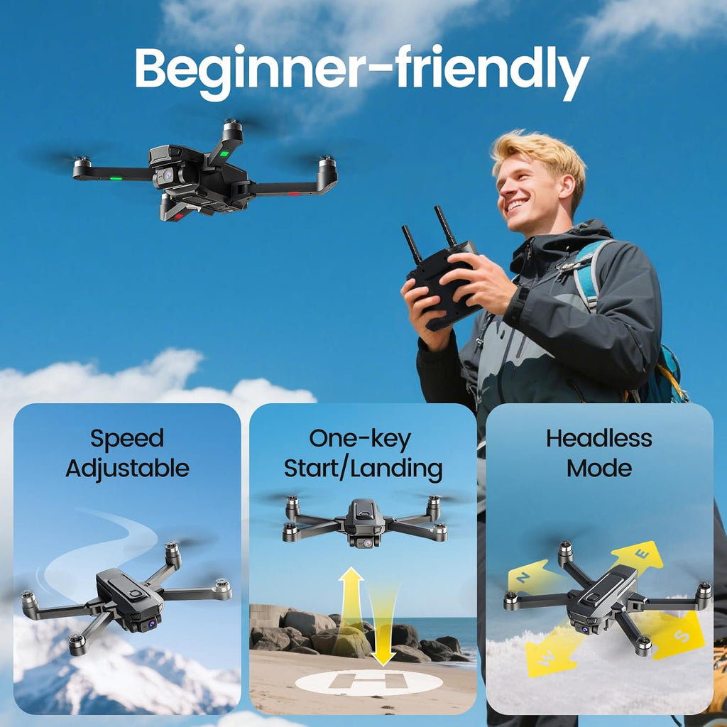 DEERC D35Pro Drone with Camera 4K Professional for Adults, RC Quadcopter with HD Screen on Controller, Brushless Motor, Follow Me, 5G Transmission, Auto Return, GPS Drone with SD Card, 40Mins Flight