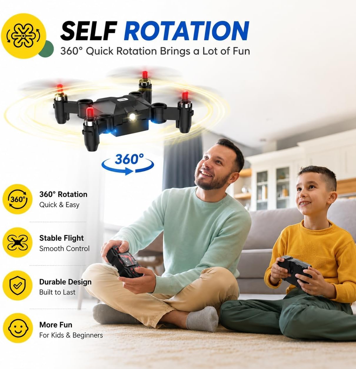 Holy Stone Mini Drone for Kids HS190 Portable Pocket Quadcopter with Altitude Hold 3D Flips, Headless Mode and 3 Speed Modes, Easy to Fly for Beginners,Blue