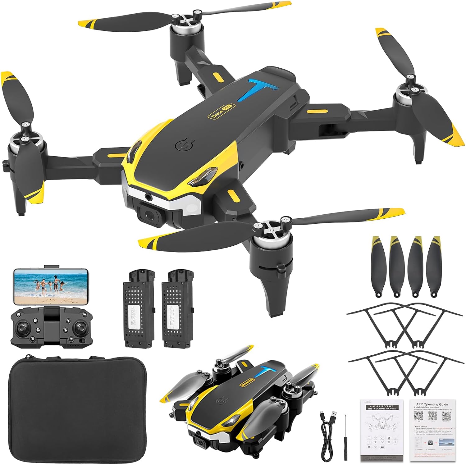 Drone with 4K HD Camera for Beginners and Kids, Foldable RC Quadcopter Drone with Gesture Selfie, Altitude Hold, One Touch Start, 360° Flip, 2 Batteries