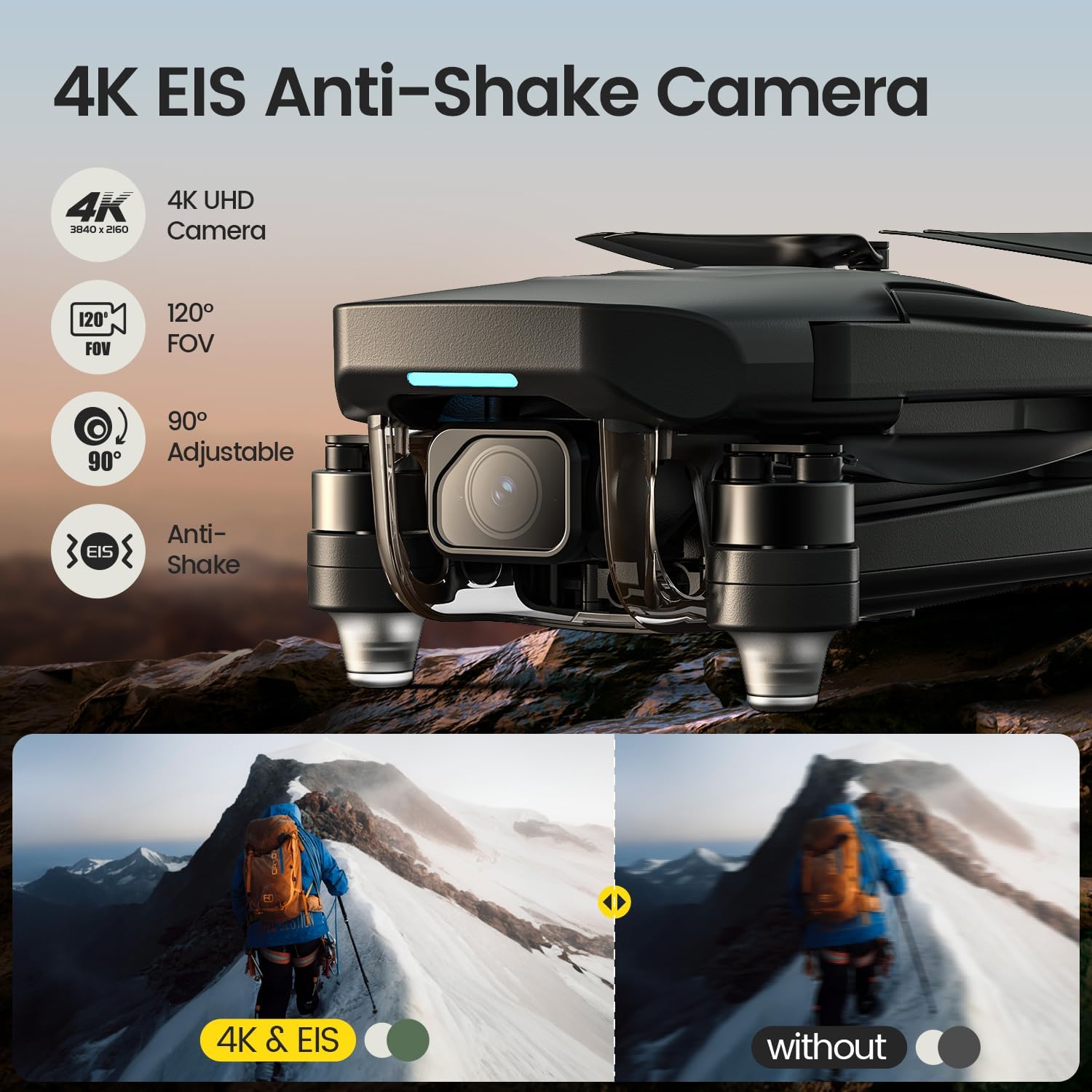 Holy Stone HS175G GPS Drone with 4K EIS Camera for Adults Beginners, 249g Foldable RC Quadcopter with Auto Return, Follow Me, 60 Mins Flight,Brushless Motors,5G Transmission, Upgraded HS175D