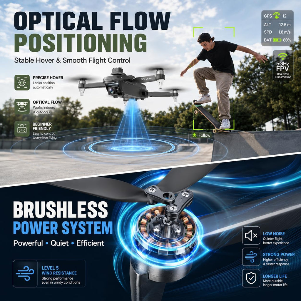Holy Stone GPS Drone with 4K Camera for Adults - HS175D RC Quadcopter with Auto Return, Follow Me, Brushless Motor, Circle Fly, Waypoint Fly, Altitude Hold, Headless Mode, 46 Mins Long Flight