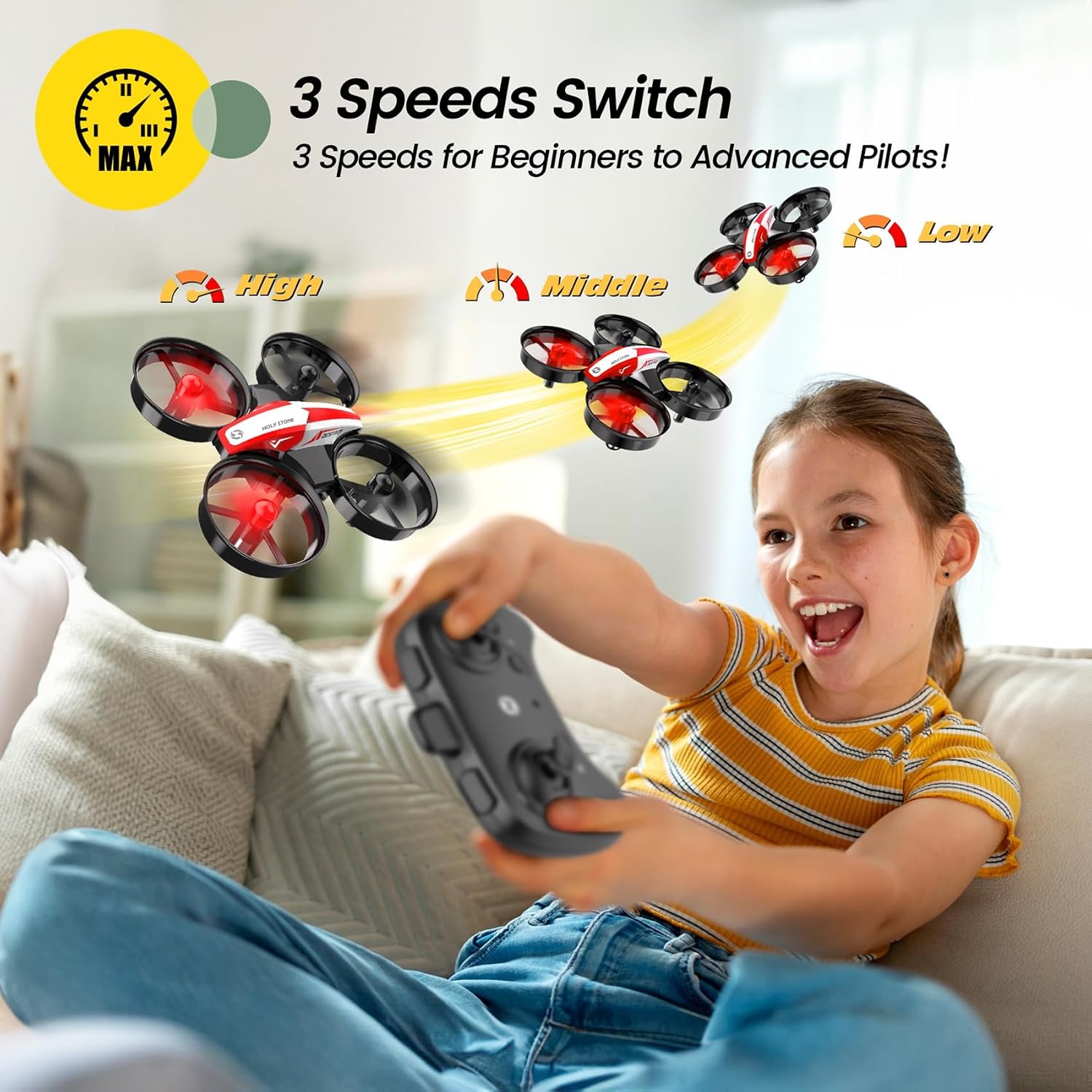 Holy Stone Mini Drone for Kids and Beginners RC Nano Quadcopter Indoor Small Helicopter Plane with Auto Hovering, 3D Flip, Headless Mode and 3 Batteries, Great Gift Toy for Boys and Girls, Blue