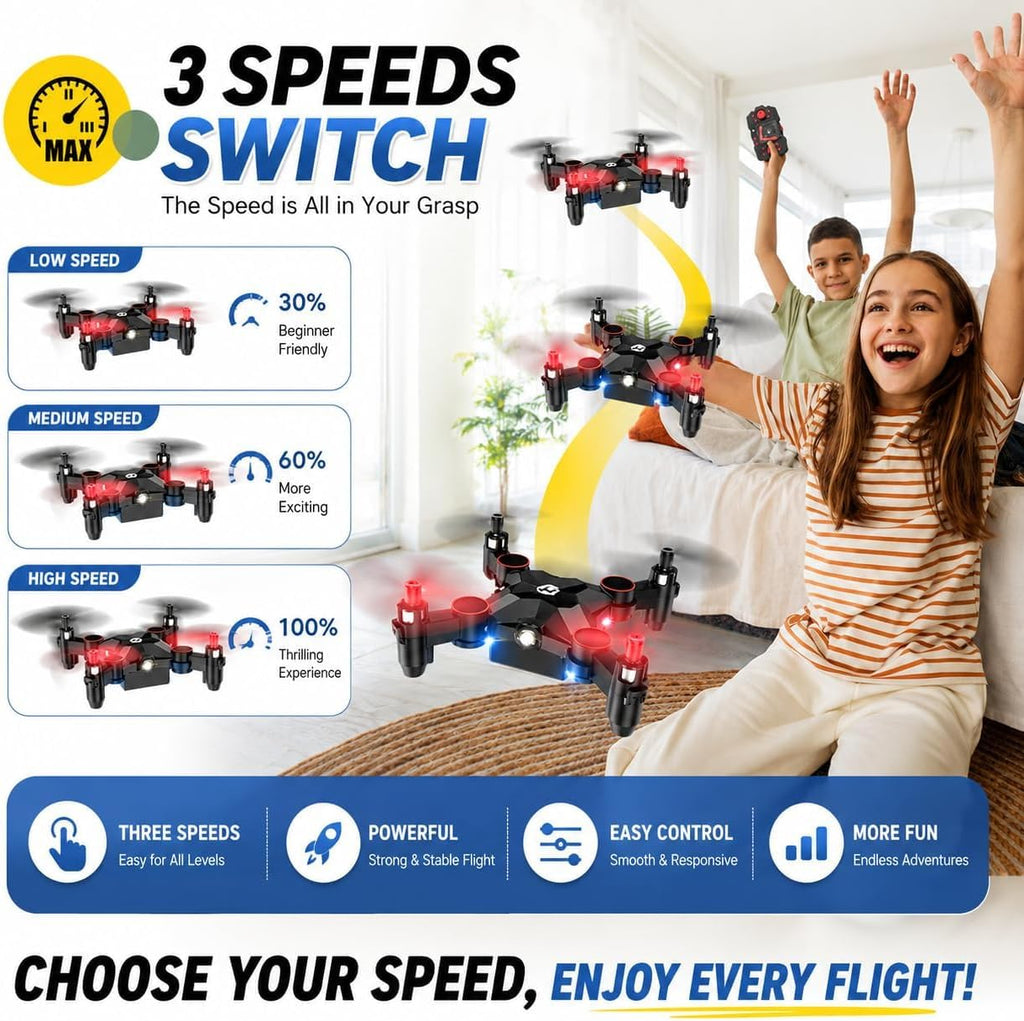 Holy Stone Mini Drone for Kids HS190 Portable Pocket Quadcopter with Altitude Hold 3D Flips, Headless Mode and 3 Speed Modes, Easy to Fly for Beginners,Blue