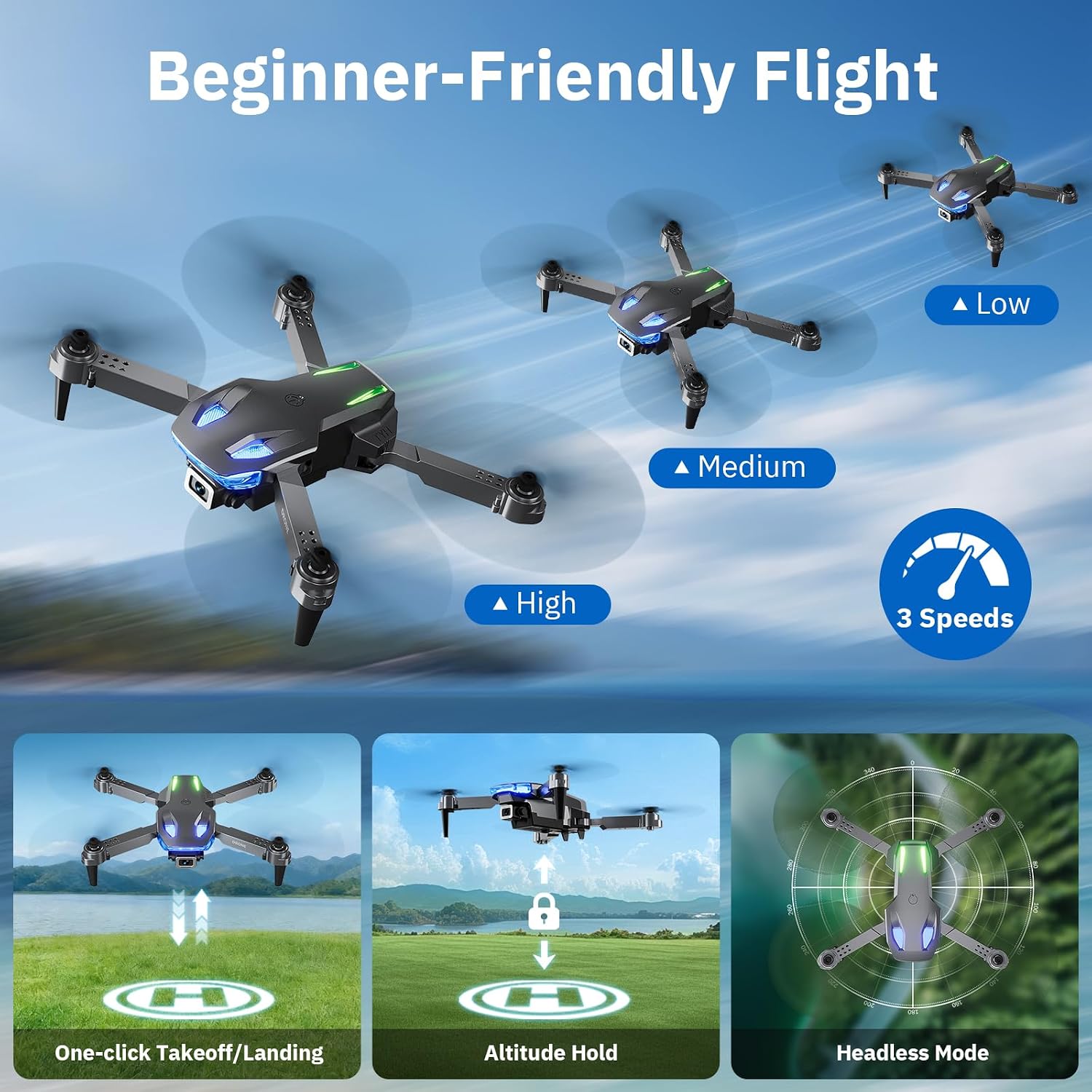Wipkviey Drone with 4K Camera for Kids/Adults/Beginners | T28 Foldable RC Quadcopter Toys, Birthday Present for Boys Girls with 26-30 Mins Flight (w/2 Modular Batteries and Carrying Case)