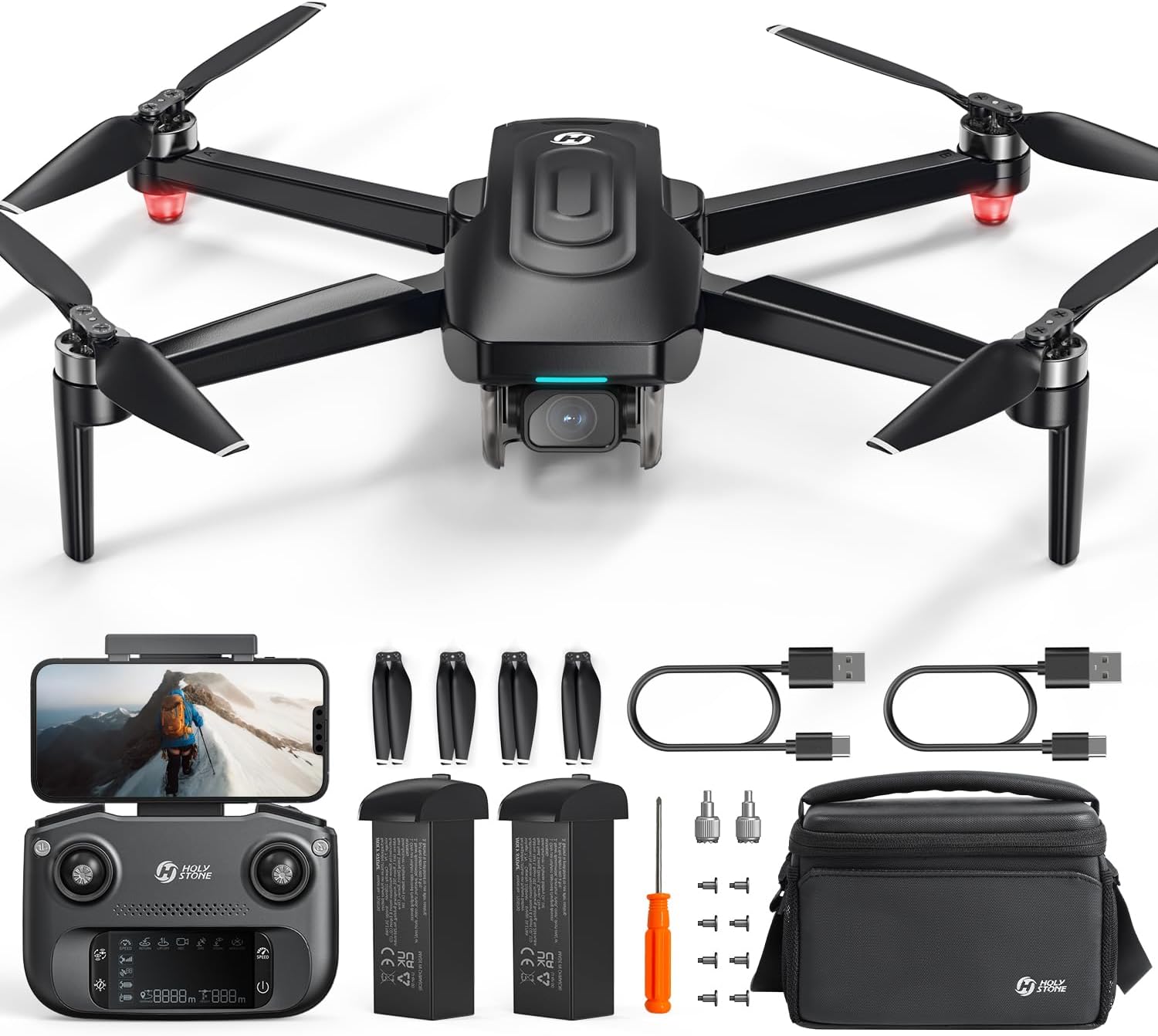 Holy Stone HS175G GPS Drone with 4K EIS Camera for Adults Beginners, 249g Foldable RC Quadcopter with Auto Return, Follow Me, 60 Mins Flight,Brushless Motors,5G Transmission, Upgraded HS175D