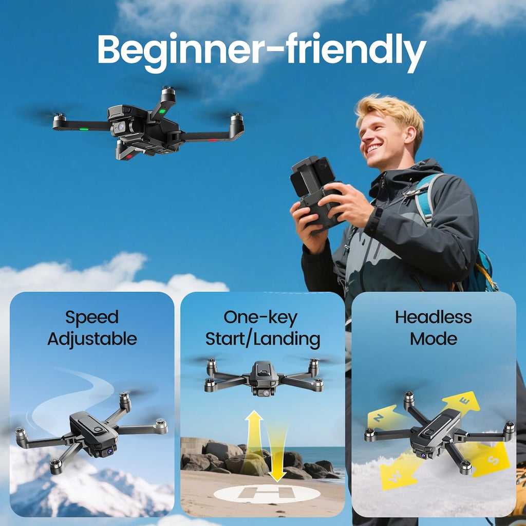 DEERC D35 GPS Drone with 4K Camera for Adults,Foldable RC Quadcopter with 40 Mins Long Flight Time, Follow Me, Auto Return, Brushless Motor, 5G FPV Transmission,Easy for Beginners