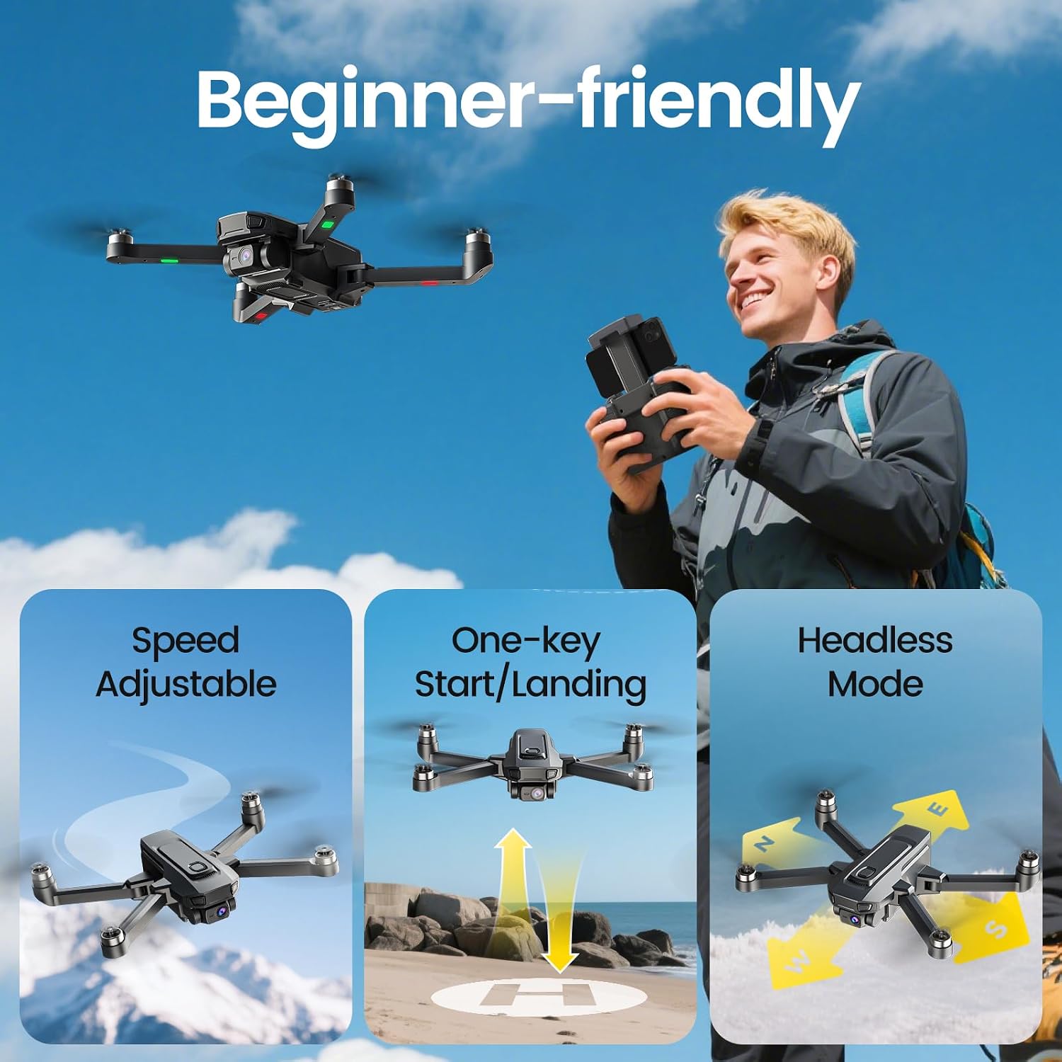 DEERC D35 GPS Drone with 4K Camera for Adults,Foldable RC Quadcopter with 40 Mins Long Flight Time, Follow Me, Auto Return, Brushless Motor, 5G FPV Transmission,Easy for Beginners