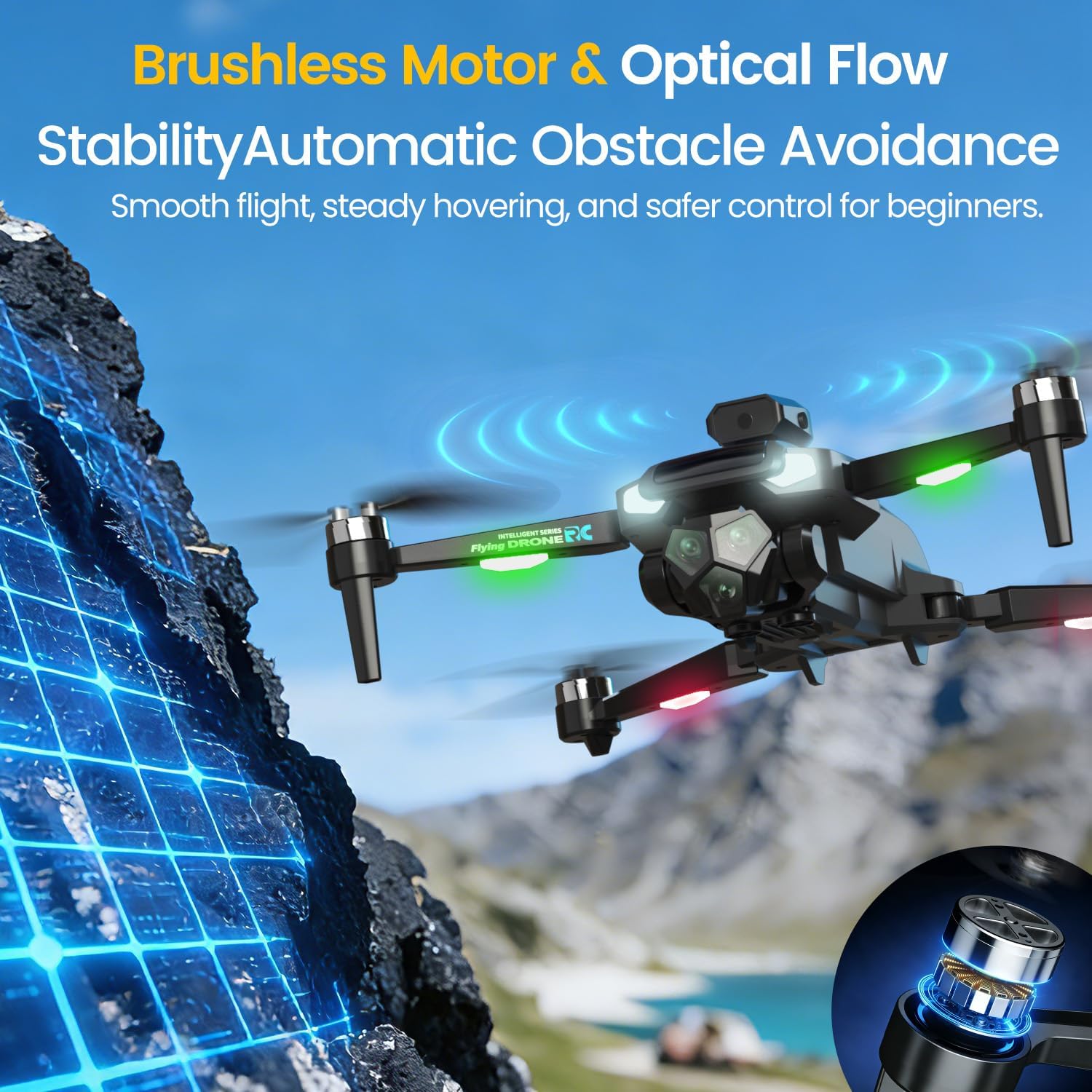 M66 Drone with Camera, 4.3″ Foldable HD Screen Controller, 1080P Camera Drone for Beginners with Obstacle Avoidance, Optical Flow, Brushless Motor, Up to 40-Min Flight Time, Easy to Fly