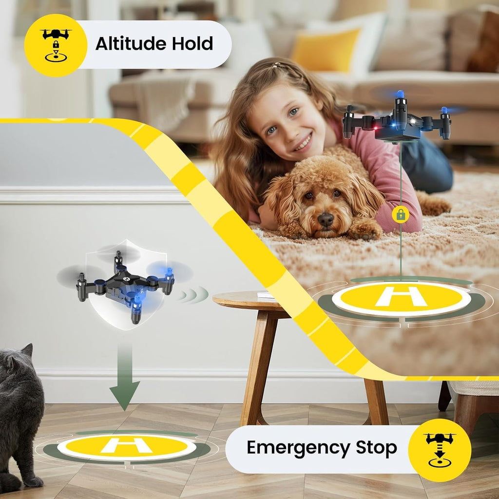 Holy Stone Mini Drone for Kids HS190 Portable Pocket Quadcopter with Altitude Hold 3D Flips, Headless Mode and 3 Speed Modes, Easy to Fly for Beginners,Blue