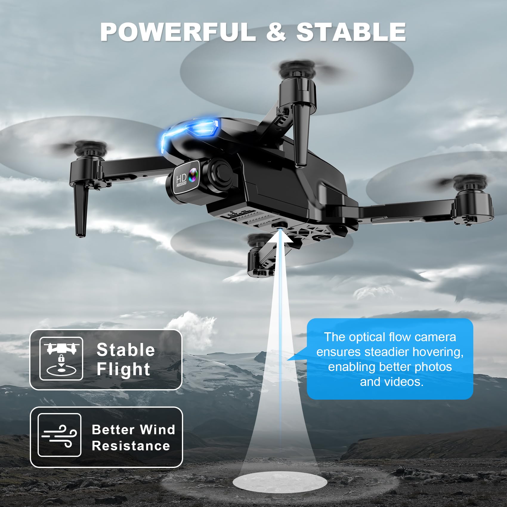 Drone with Camera for Adults, 2K HD FPV Drones with Upgrade Altitude Hold, One-Key Take Off/Landing, Speed Adjustment, Headless Mode, 2 Batteries, Toys Gifts for Teen Boys Girls, Beginner