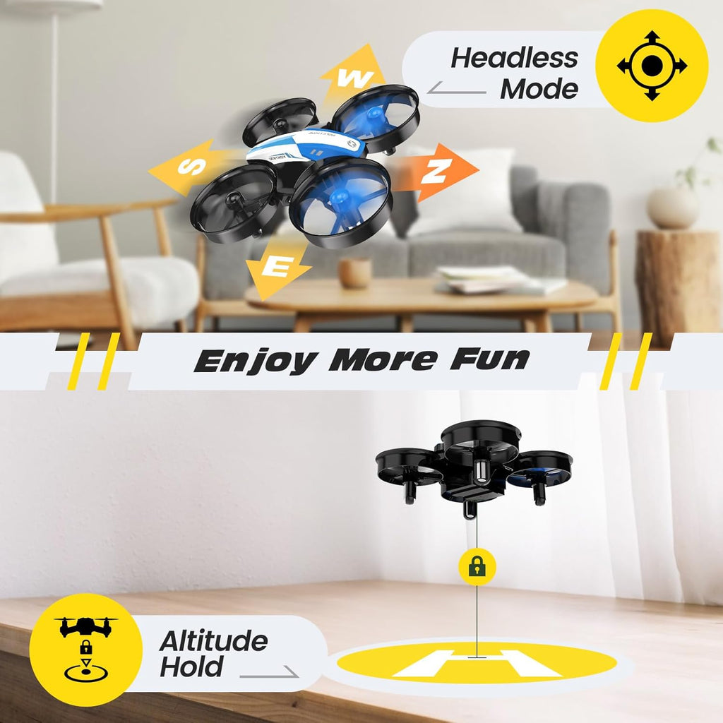 Holy Stone Mini Drone for Kids and Beginners RC Nano Quadcopter Indoor Small Helicopter Plane with Auto Hovering, 3D Flip, Headless Mode and 3 Batteries, Great Gift Toy for Boys and Girls, Blue