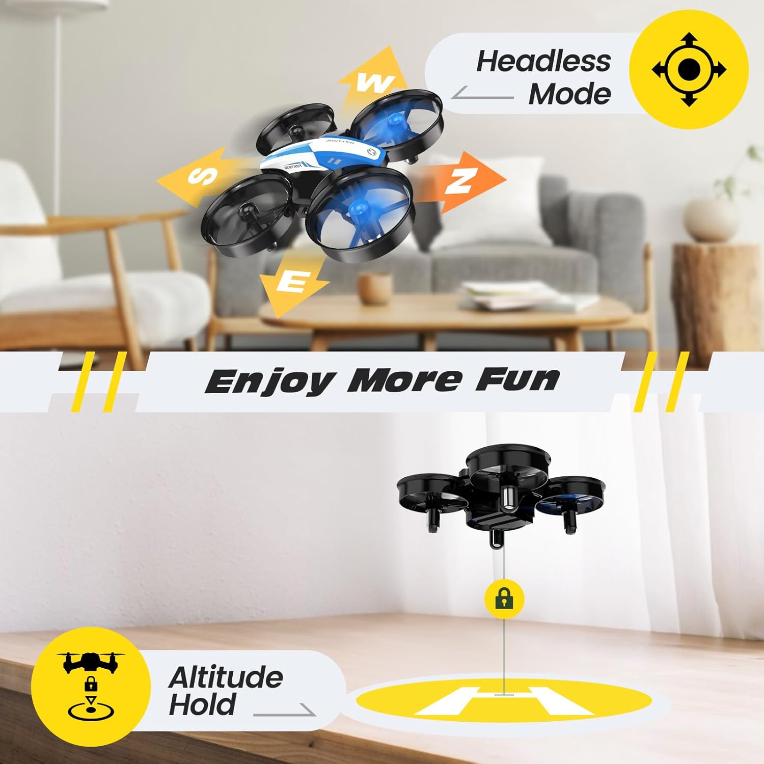Holy Stone Mini Drone for Kids and Beginners RC Nano Quadcopter Indoor Small Helicopter Plane with Auto Hovering, 3D Flip, Headless Mode and 3 Batteries, Great Gift Toy for Boys and Girls, Blue
