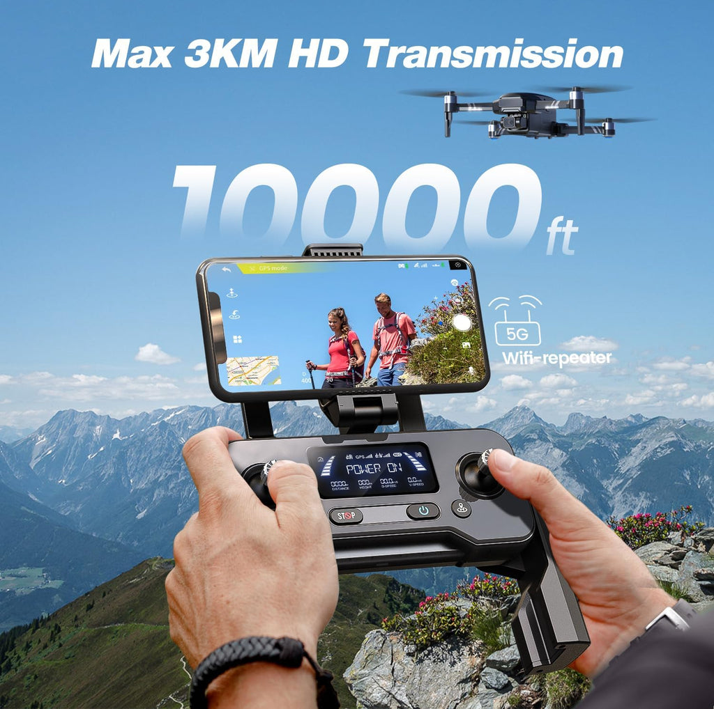 Holy Stone HS600 4K Drone with EIS Camera for Adults, 2-Axis Gimbal Quadcopter, Modular Intelligent Battery 28 Mins Flight Time, 10000 FT Range Transmission, GPS Drone with Brushless Motors, 4K/30FPS