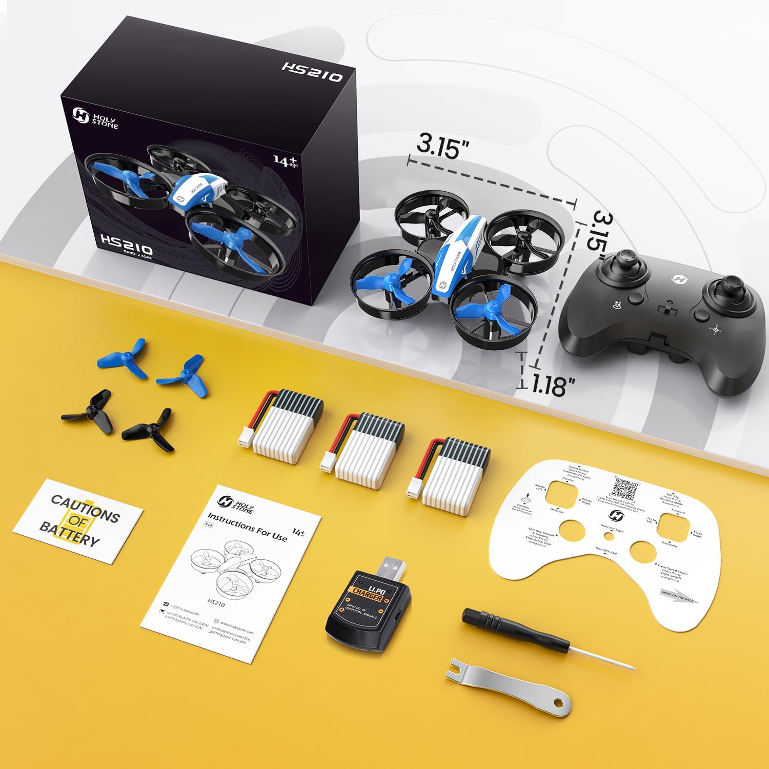 Holy Stone Mini Drone for Kids and Beginners RC Nano Quadcopter Indoor Small Helicopter Plane with Auto Hovering, 3D Flip, Headless Mode and 3 Batteries, Great Gift Toy for Boys and Girls, Blue