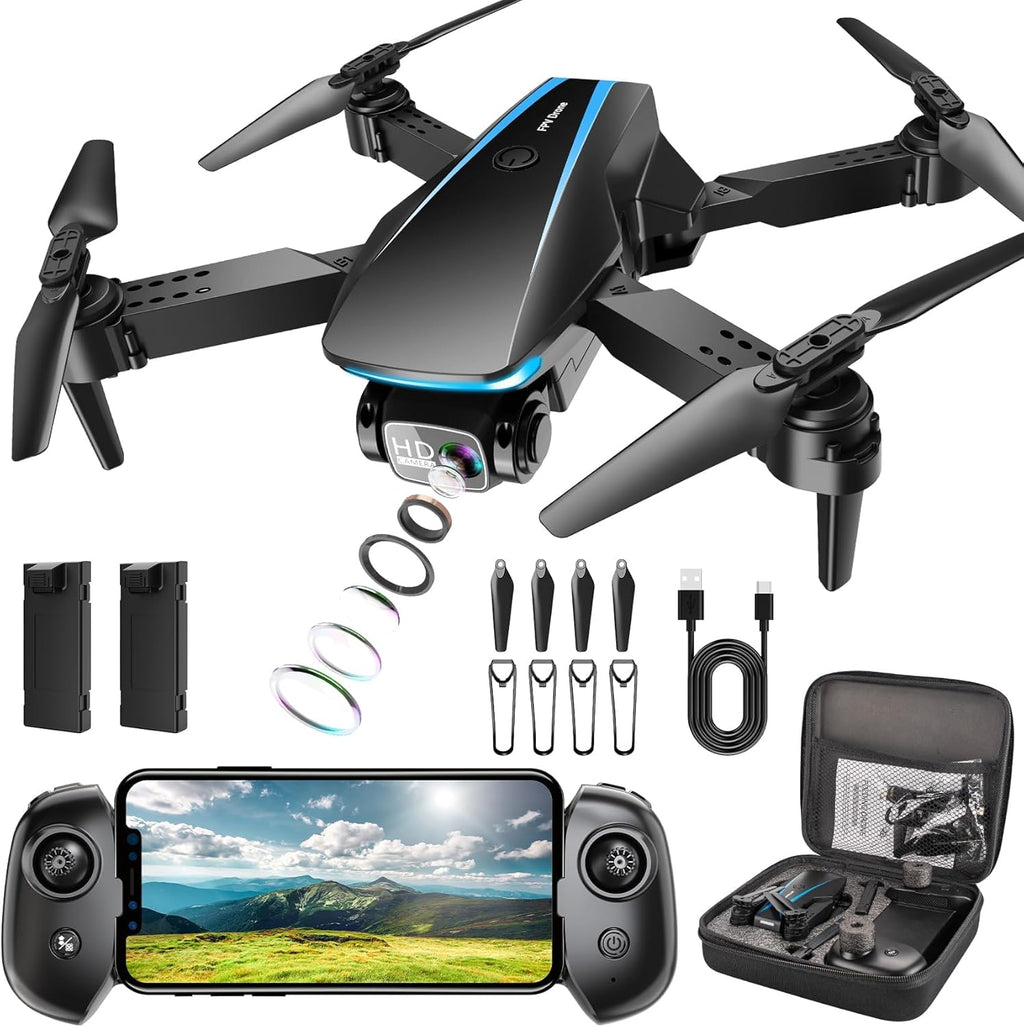 Oddire Drone with Camera - Drones for Adults, with 2 Batteries, Carrying Case, Propellers, 1080P HD Foldable Drone with Stable Hover, Trajectory Flight, Gravity Control, One Key Take Off/Land, 3D Flip(Black)