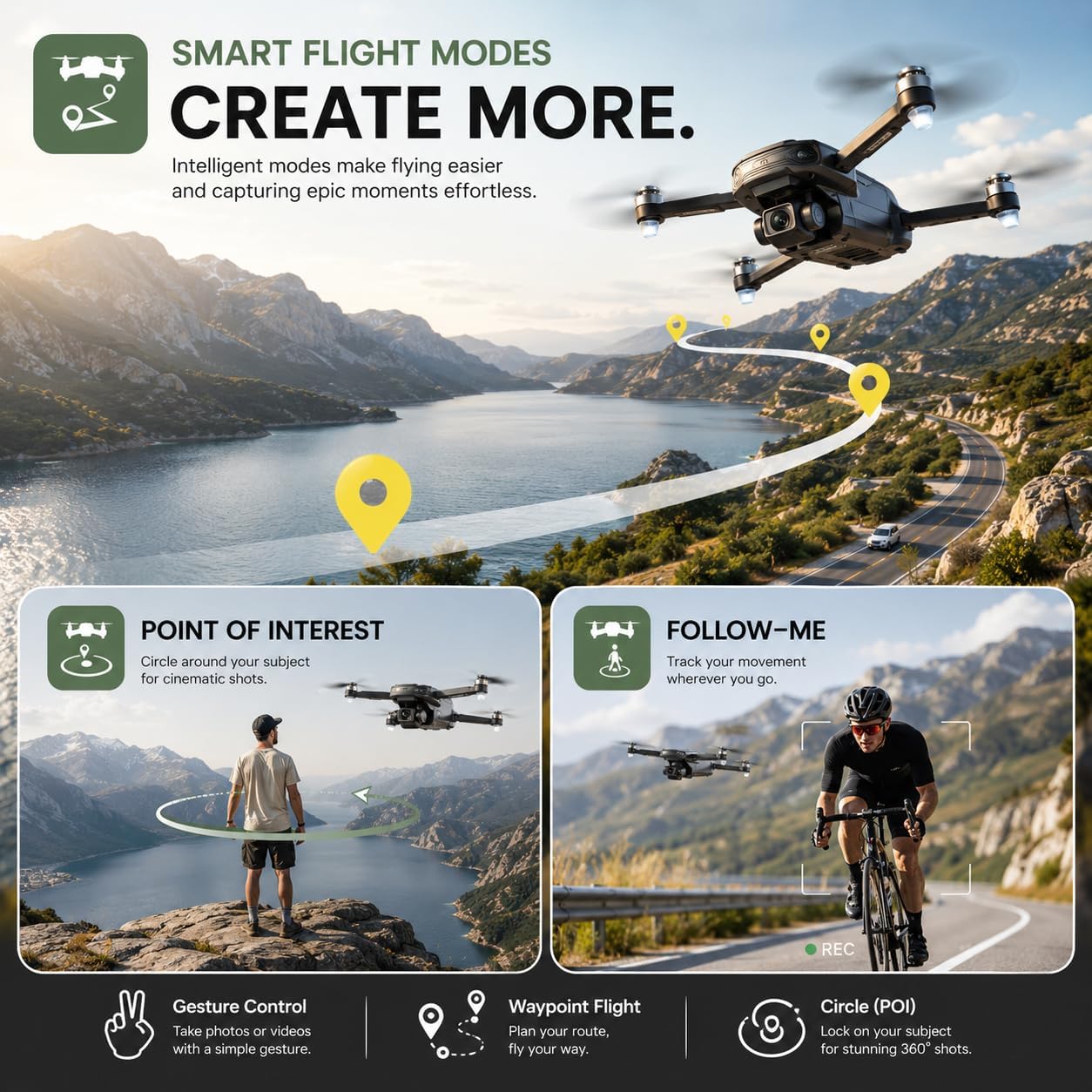 Holy Stone GPS Drone with 4K Camera for Adults - HS175D RC Quadcopter with Auto Return, Follow Me, Brushless Motor, Circle Fly, Waypoint Fly, Altitude Hold, Headless Mode, 46 Mins Long Flight