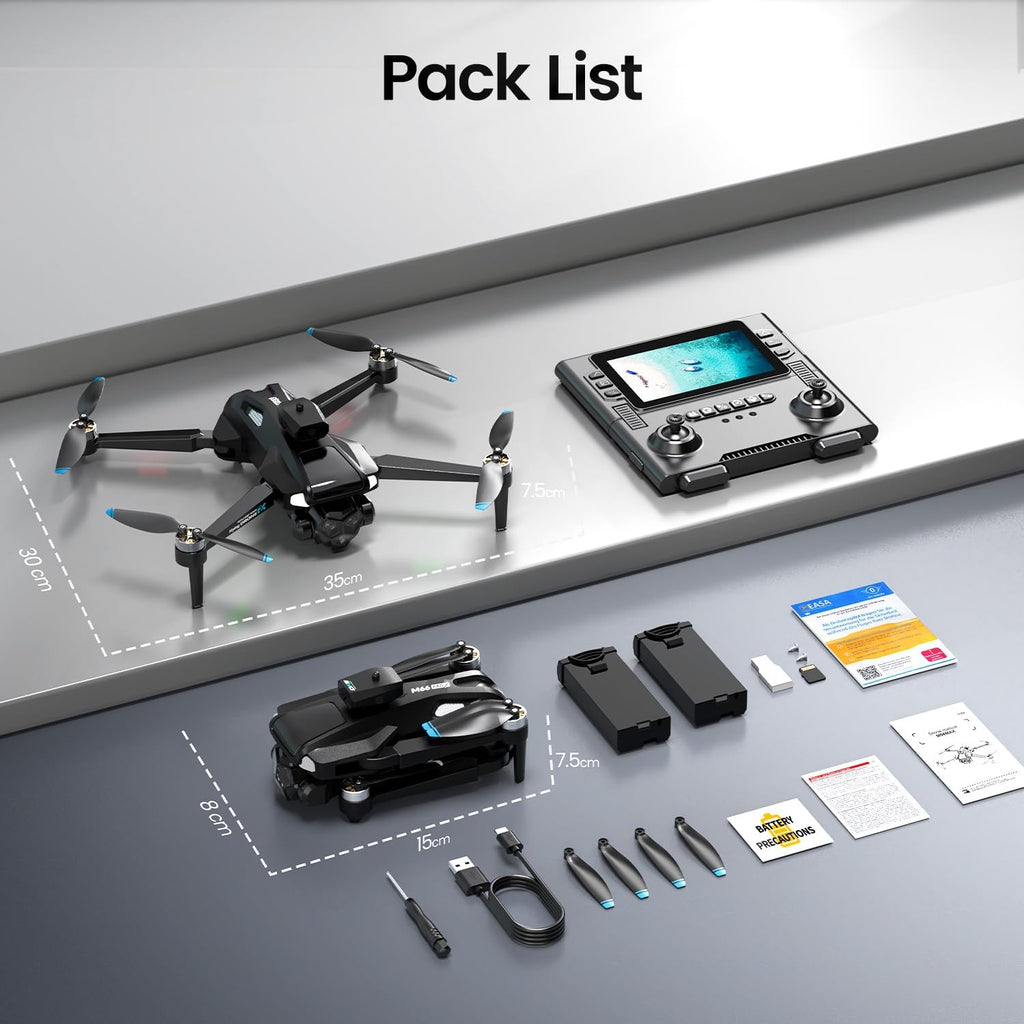 M66 Drone with Camera, 4.3″ Foldable HD Screen Controller, 1080P Camera Drone for Beginners with Obstacle Avoidance, Optical Flow, Brushless Motor, Up to 40-Min Flight Time, Easy to Fly