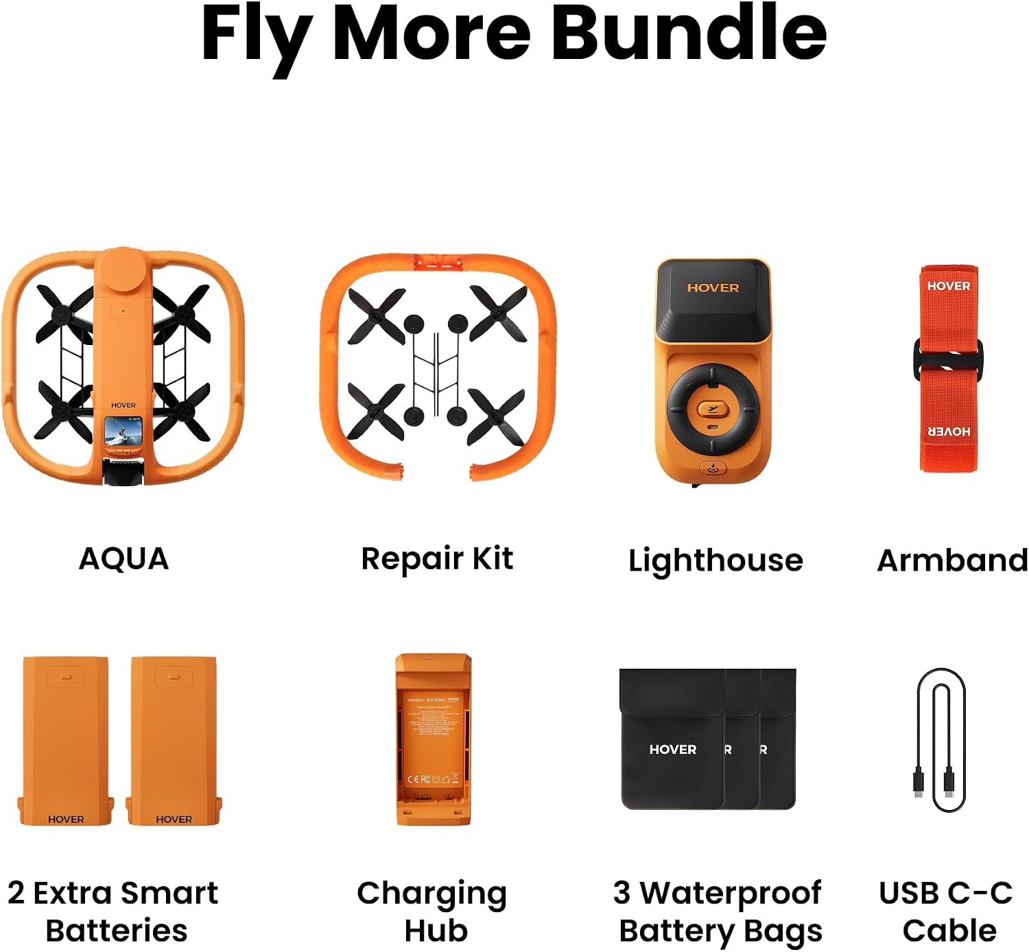 HOVERAir AQUA Flying Camera, IP67 Waterproof Follow Me Drone with Camera for Water Sports with 34mph, 10+ Flight Modes, 4K 100 fps Slow Motion, HDR Video, SmoothCapture 3.0 (Standard Combo)