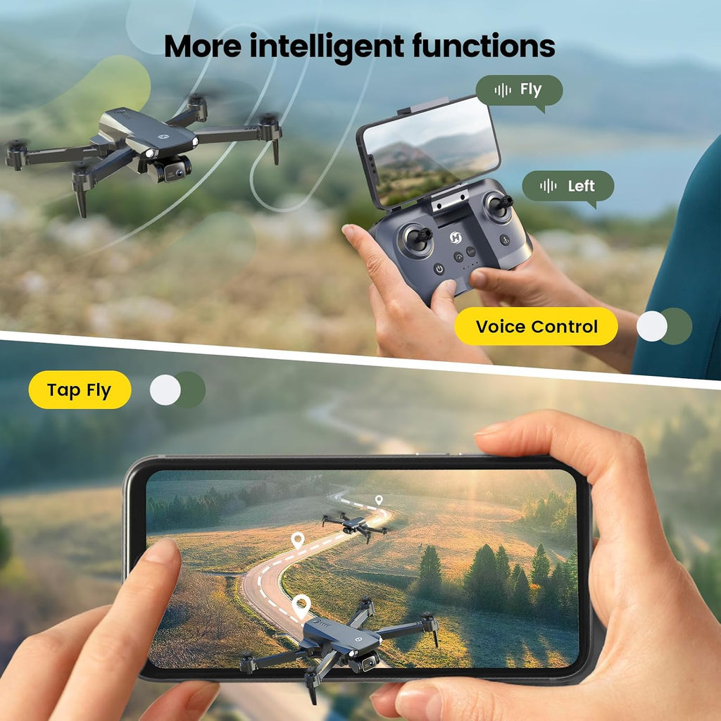Holy Stone HS290 Foldable Drone with 1080P HD FPV Camera for Adults and Kids,RC Quadcopter with Optical Flow,Voice & Gesture Control,APP Control,Tap Fly,3 Speed Modes,2 Modular Batteries,Toys Gifts for Boys and Girls