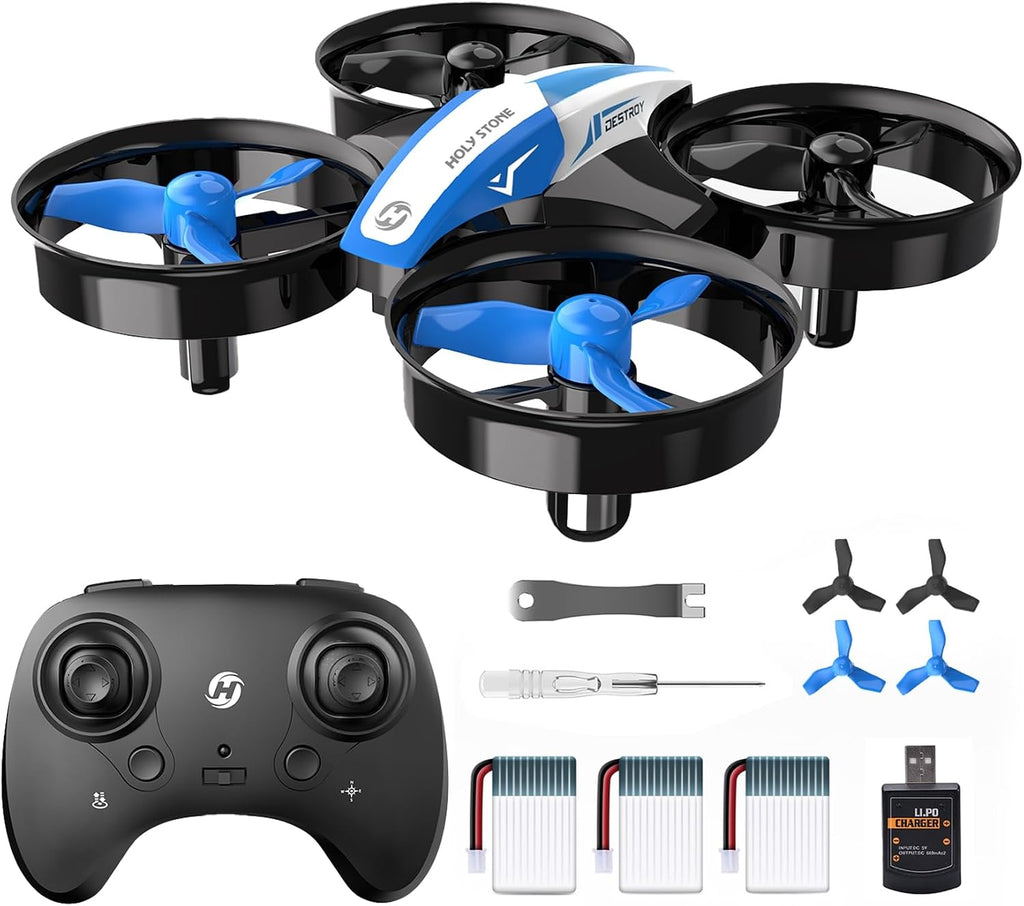 Holy Stone Mini Drone for Kids and Beginners RC Nano Quadcopter Indoor Small Helicopter Plane with Auto Hovering, 3D Flip, Headless Mode and 3 Batteries, Great Gift Toy for Boys and Girls, Blue