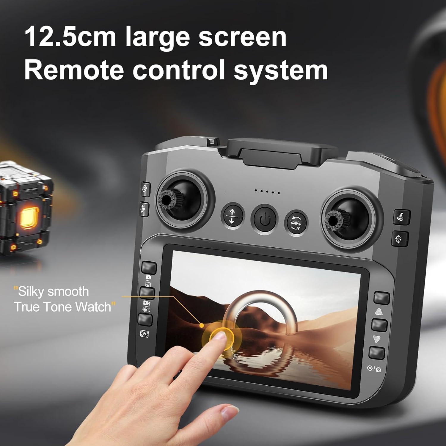 Drone with LCD Screen Remote, Brushless Motor Drone with Dual Cameras (Electric Angle Adjustment), Optical Flow Positioning, 6CH Gyro, WIFI FPV, True 12-15min Flight (1800mAh), 3 Speeds, Headless Mode, LED Lights, USB Rechargeable